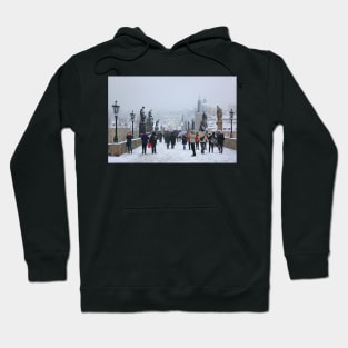 Snowing on Charles bridge  - Prague Hoodie